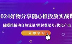 2024好物分享-随心推投放实战课 随心推撬动自然流量/微付费起号/优化产出