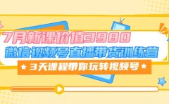 微信视频号直播带货训练营，3天课程带你玩转视频号：7月新课价值3980