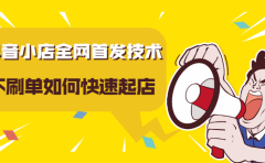 抖音小店全网首发技术，不刷单如何快速起店【视频课程】