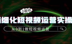 精细化短视频运营实操课，从0到1做短视频运营：算法篇+定位篇+内容篇