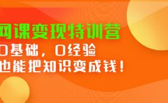 网课变现特训营，0基础，0经验也能把知识变成钱