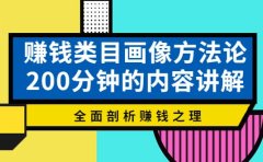 赚钱类目画像方法论，200分钟的内容讲解，全面剖析赚钱之理