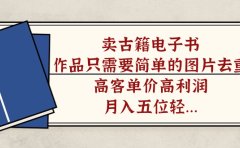 卖古籍电子书,作品只需要简单的图片去重,高客单价高利润,月入五位轻轻松松