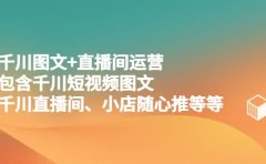 千川图文+直播间运营,包含千川短视频图文、千川直播间、小店随心推等等