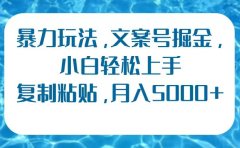 暴力玩法，文案号掘金，小白轻松上手，复制粘贴，月入5000+