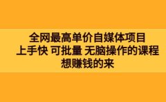 全网最单高价自媒体项目：上手快 可批量 无脑操作的课程，想赚钱的来
