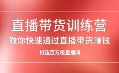 直播带货训练营，教你快速通过直播带货赚钱，打造百万级直播间