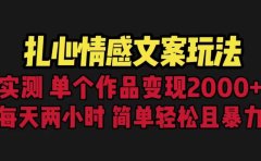 扎心情感文案玩法,单个作品变现5000+,一分钟一条原创作品,流量爆炸