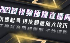 2023短视频捶爆直播间：快速起号 持续爆量放大技巧 实现抖音盈利模型 干货