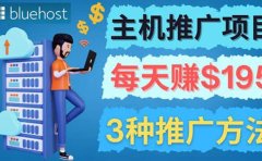 在Youtube推广Bluehost主机赚钱项目，日赚195美元以上