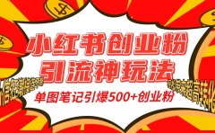 小红书创业粉引流神玩法，单图笔记引爆500+精准创业粉丝，私信狂潮接连不断，单条笔记轻松带来超高转化率！