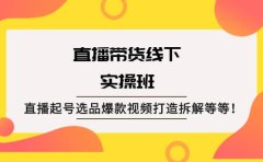 直播带货线下实操班:直播起号选品爆款视频打造拆解等等
