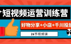 0基础短视频运营训练营：好物分享+小店+千川投放（26节视频课）