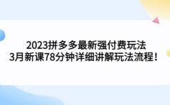 2023拼多多最新强付费玩法,3月新课78分钟详细讲解玩法流程