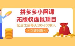 拼多多小网课无版权虚拟项目分享课：起店之后每天100-200