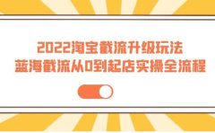 2022淘宝截流升级玩法：蓝海截流从0到起店实操全流程 价值千元