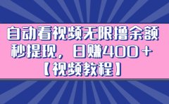 自动看视频无限撸余额秒提现,日赚400+【视频教程】