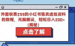 外面收费299的小红书售卖虚拟资料的教程,无脑搬运,轻松日入200+【揭秘】
