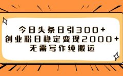 今日头条日引300+创业粉日稳定变现2000+无需写作纯搬运