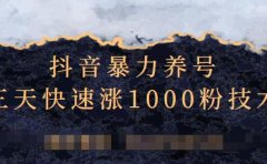 抖音暴力养号，三天快速涨1000粉技术【视频课程】