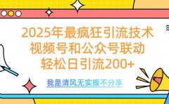 2025年最疯狂引流技术，视频号和公众号联动，轻松日引流200+