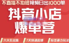 2022年抖音小店爆单营，不直播、不拍短视频、日出1000单，暴力玩法
