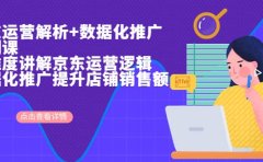 京东运营解析与数据化推广系列课,全维度讲解京东运营逻辑+数据化推广提升店铺销售额