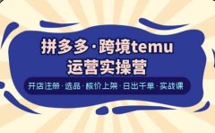 拼多多·跨境temu运营实操营:开店注册·选品·核价上架·日出千单·实战课