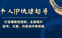 个人IP快速起号，打造爆款短视频，全面提升起号、文案、内容创作等技能
