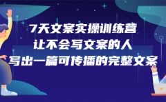 7天文案实操训练营第17期，让不会写文案的人，写出一篇可传播的完整文案