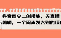 抖音图文二创带货,无直播,不剪辑,一个闷声发大财的项目