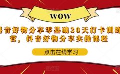 抖音好物分享0基础30天-打卡特训营，抖音好物分享实操课程