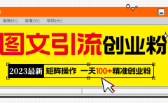 2023最新图文引流创业粉教程，矩阵操作，日引100+精准创业粉