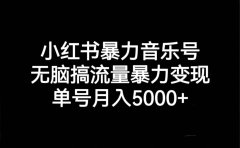 小红书暴力音乐号,无脑搞流量暴力变现,单号月入5000+