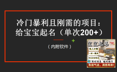 【新课】冷门暴利项目:给宝宝起名(一单200+)内附教程+工具