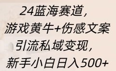 24蓝海赛道，游戏黄牛+伤感文案引流私域变现，新手日入500+