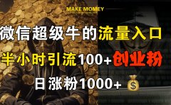 微信超级牛的流量入口，半小时引流100+创业粉，日涨粉1000+