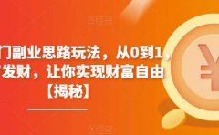 4个冷门副业思路玩法,从0到1,闷声发财,让你实现财富自由【揭秘】