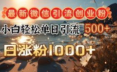 最新微信引流创业粉  ，小白单日轻松引流500＋，日涨粉1000＋