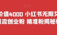 首发价值4000 小红书无限艾特暴力引流创业粉 精准粉揭秘教程