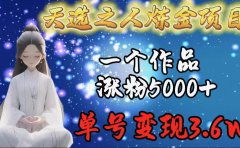 天选之人炼金项目,一个作品涨粉5000+,单号变现3.6w