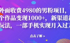 外面收费4980的男粉项目,一个作品变现1000+,新渠道新玩法,一部手机实现月入过万【揭秘】