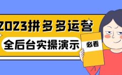 2023拼多多·运营：14节干货实战课，拒绝-口嗨，全后台实操演示