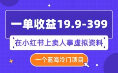一单收益19.9-399,一个蓝海冷门项目,在小红书上卖人事虚拟资料