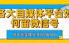 各大自媒体平台如何留微信号，详细实操教学