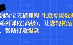 樊剑淘宝天猫课程-生意参谋数据分析系列课程(高级)，让您轻松运营店铺，帮助打造爆款