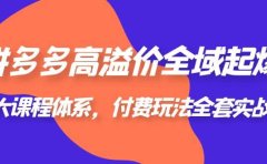 拼多多-高溢价 全域 起爆,6大课程体系,付费玩法全套实战