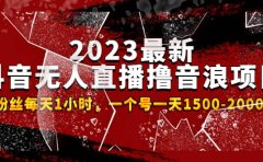 2023最新抖音无人直播撸音浪项目，0粉丝每天1小时，一个号一天1500-2000元