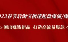 2023春节后淘宝极速起盘爆流/爆单：测出赚钱新品 打造高流量爆款