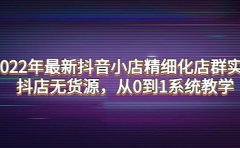 2022年最新抖音小店精细化店群实战，抖店无货源，从0到1系统教学